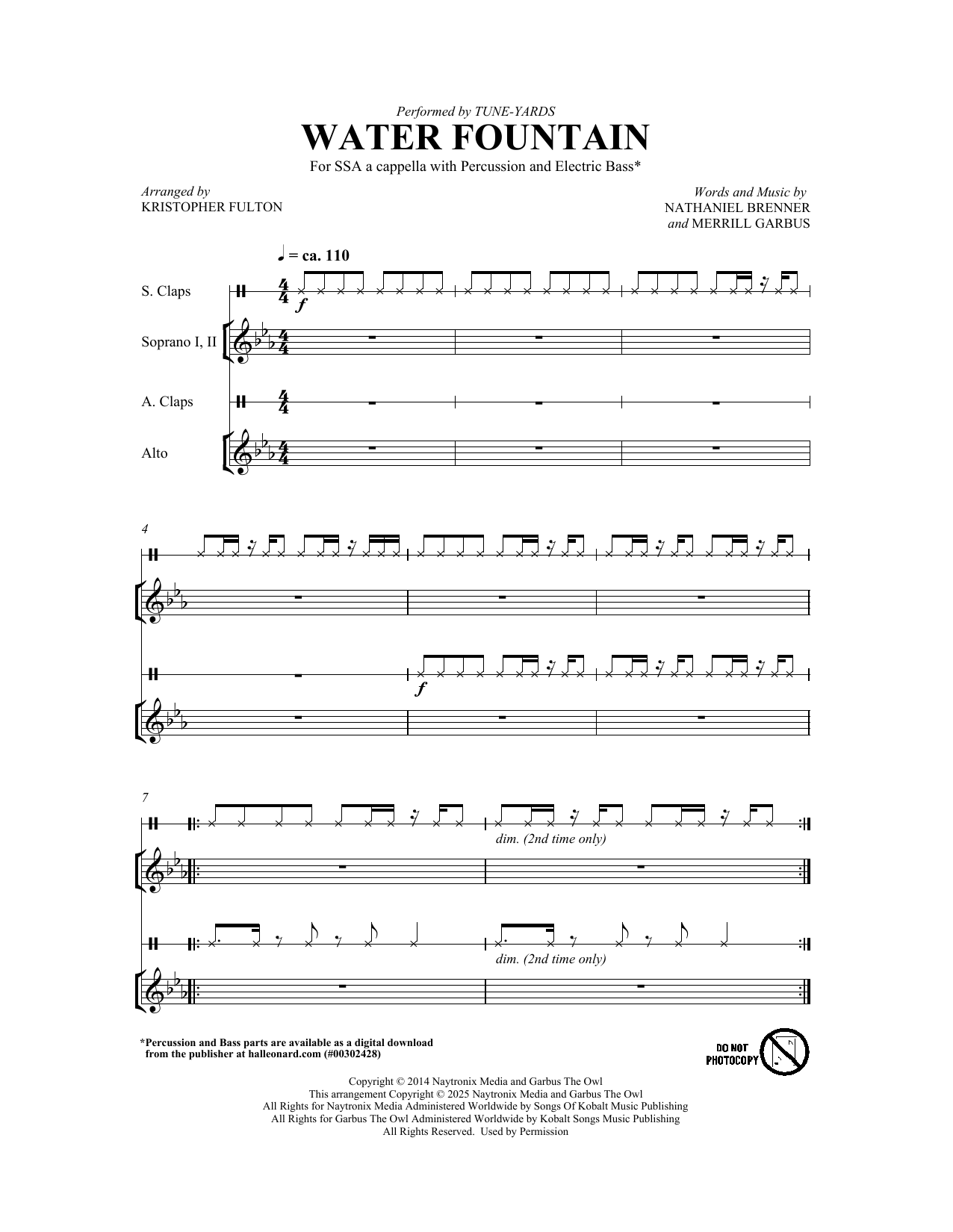 Produktgalerie: Seite 1 von 1 Water Fountain (arr. Kristopher Fulton), Tune Yards, Chor