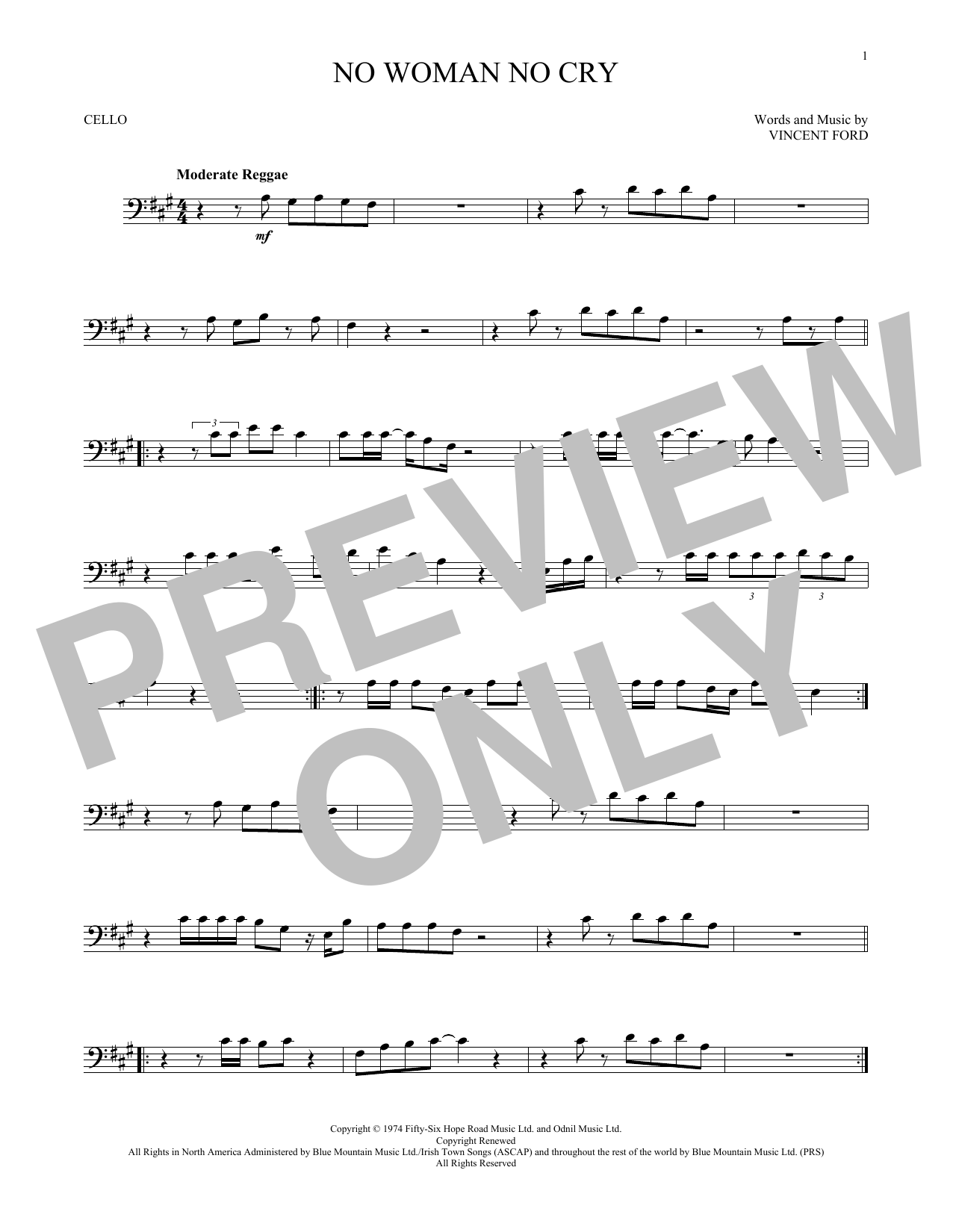 Produktgalerie: Seite 1 von 1 No Woman No Cry, Bob Marley, Violoncello