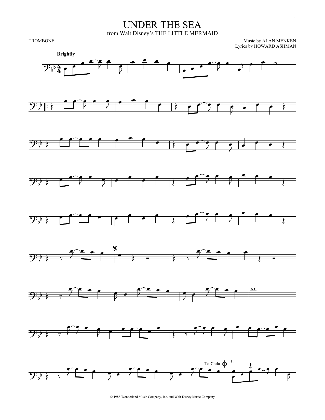 Product gallery: Page 1 of 1 Under The Sea (from The Little Mermaid), Alan Menken & Howard Ashman