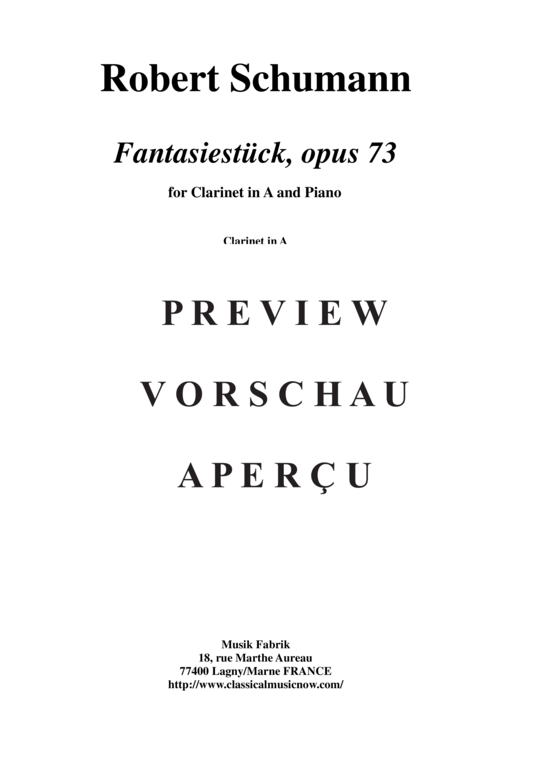 Product gallery: Page 23 of 28 Fantasiestücke, Opus 73 , , (clarinet in A + piano)