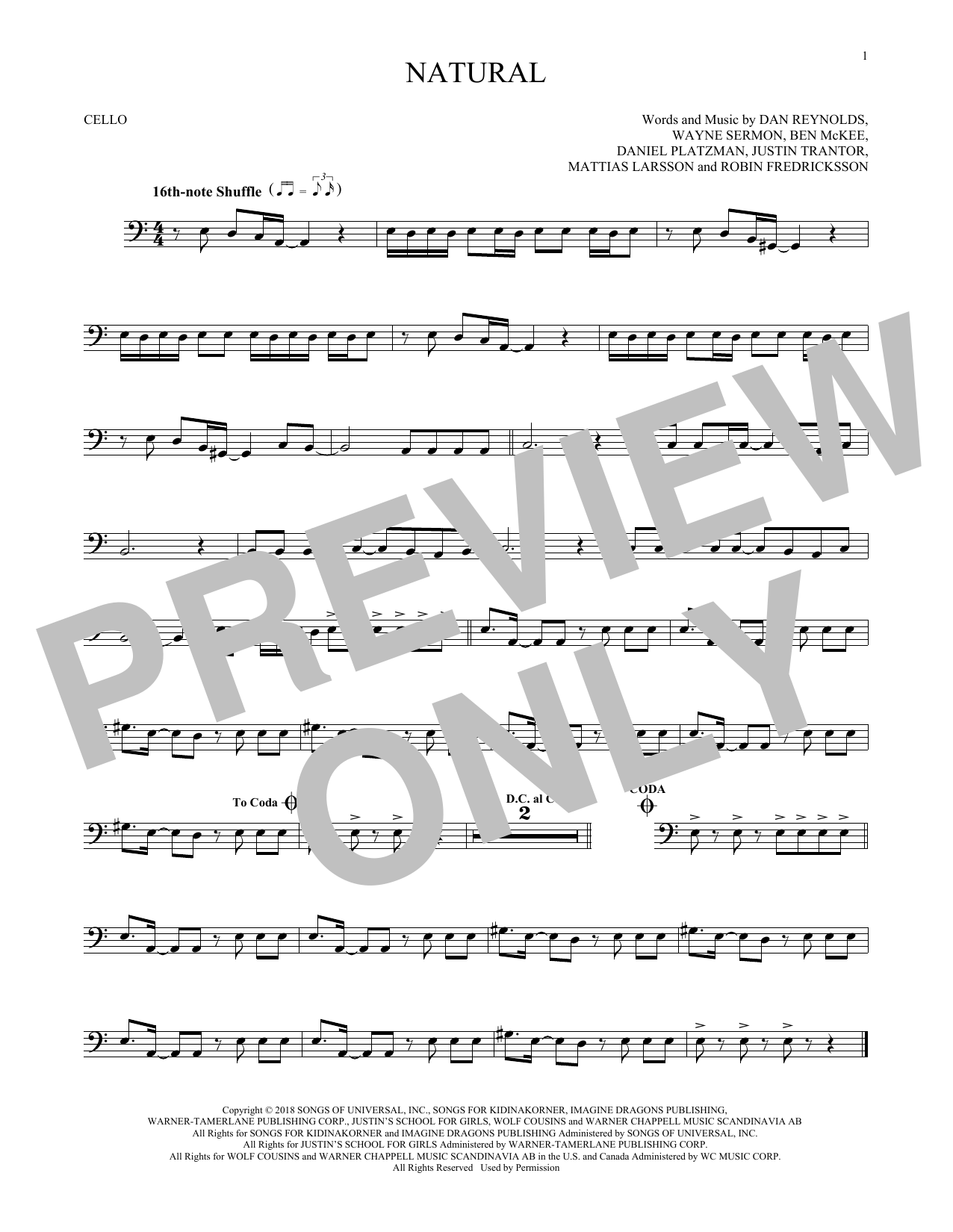 Produktgalerie: Seite 1 von 1 Natural, Imagine Dragons, Violoncello