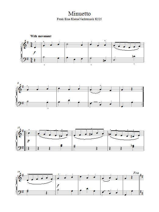 Product gallery: Page 1 of 1 Minuetto from Eine Kleine Nachtmusik K525, Wolfgang Amadeus Mozart