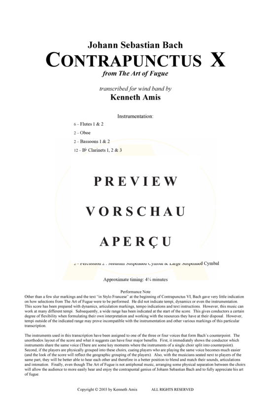 Produktgalerie: Seite 3 von 17 Contrapunctus 10 aus Kunst der Fuge , , (Concert Band)