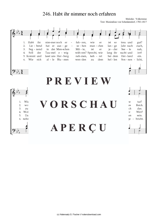 Product picture to: Habt ihr nimmer noch erfahren Volksweise / Maximilian von Schenkendorf, 1783-1817