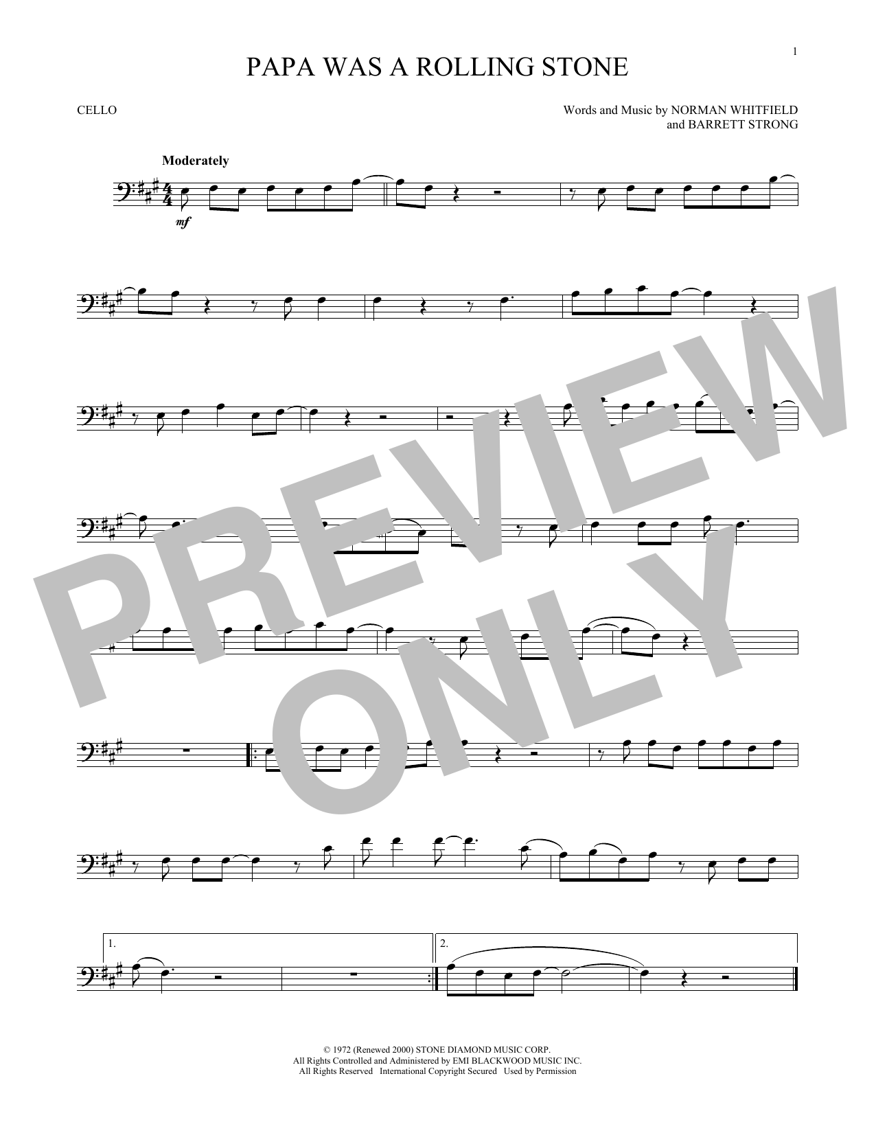 Produktgalerie: Seite 1 von 1 Papa Was A Rollin' Stone, The Temptations, Violoncello