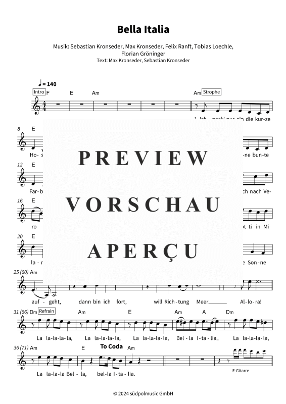 gallery: Bella Italia, DeSchoWieda, (Leadsheet)