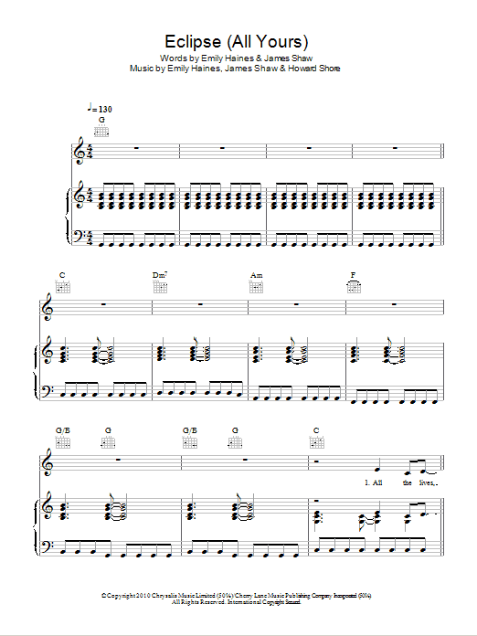 Produktgalerie: Seite 1 von 1 Eclipse (All Yours), Metric, Gesang, Gitarre, Klavier