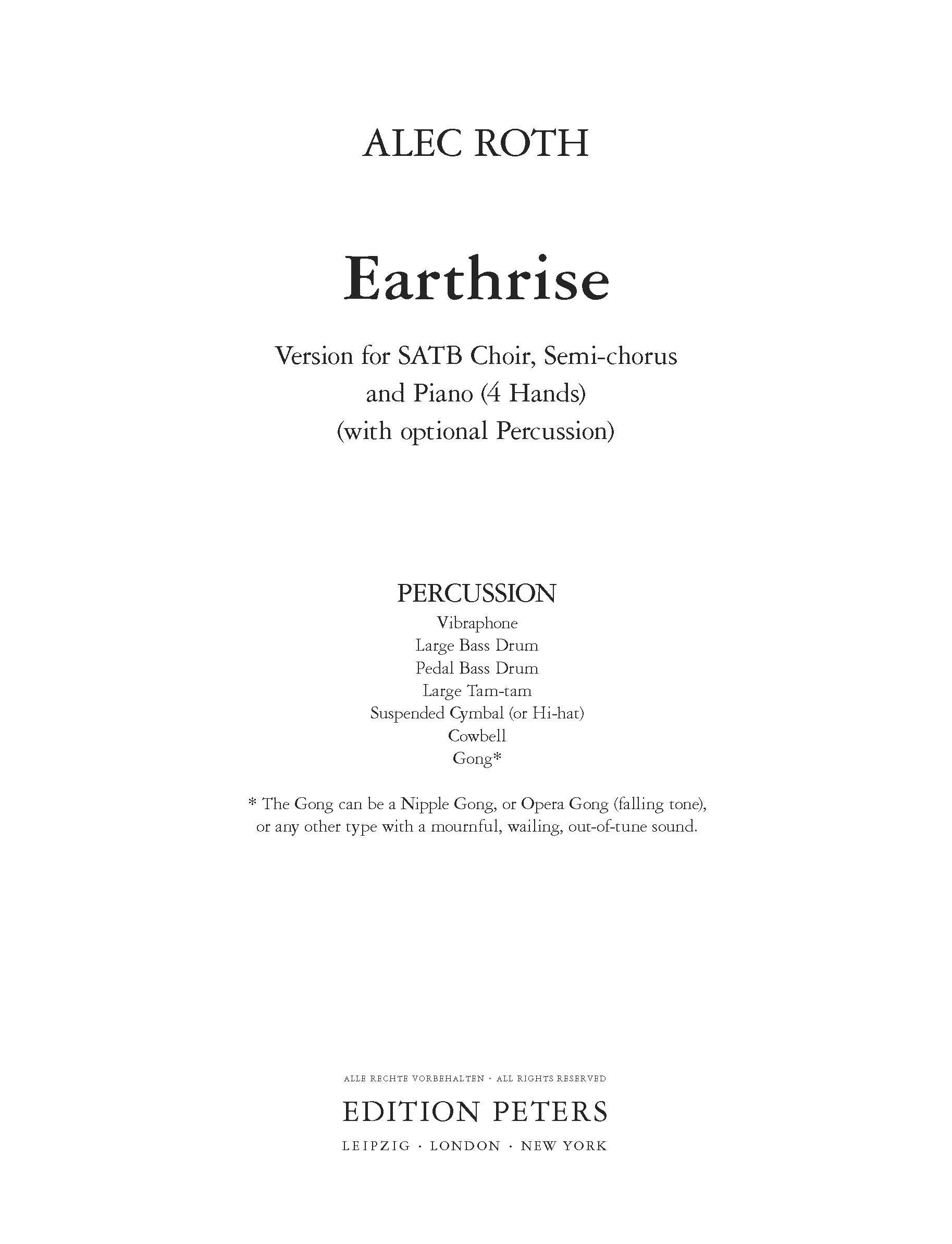 Product picture to: Earthrise (Percussion Score)