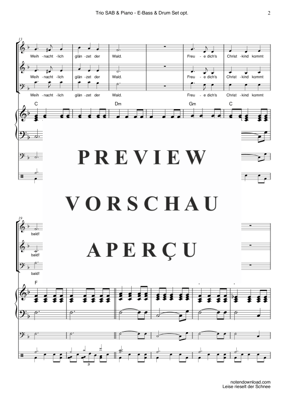 Produktgalerie: Seite 5 von 11 Leise rieselt der Schnee, , Gemischter Chor SAB & Klavier - E-Bass und Drum Set optional