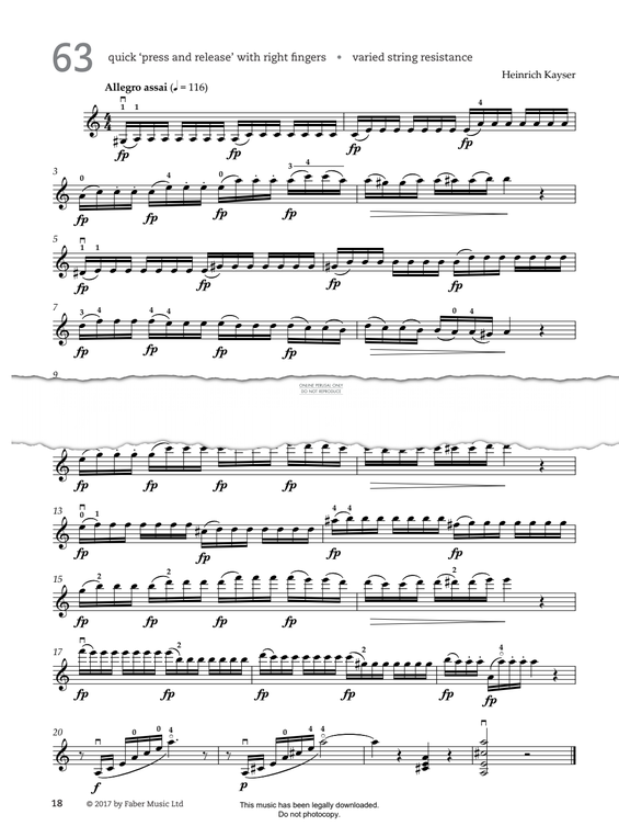 Produktgalerie: Seite 1 von 1 Study No.63 Allegro assai (from '80 Graded Studies For Violin Book Two'), Heinrich Ernst Kayser, Violine