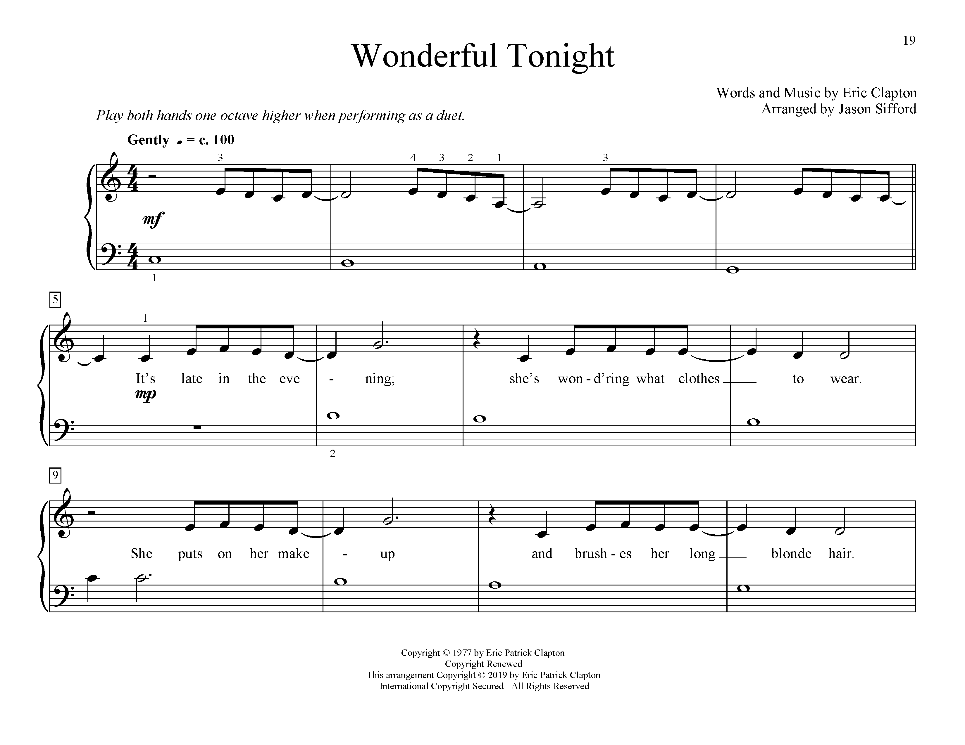 Product picture to: Wonderful Tonight (arr. Jason Sifford)