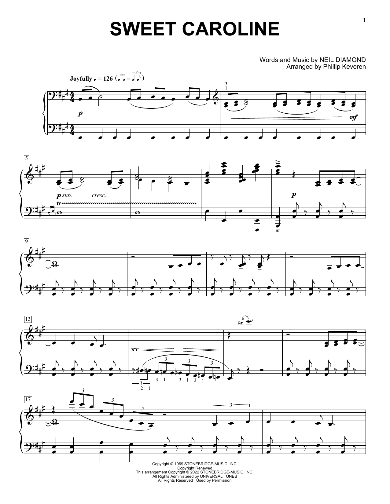Product picture to: Sweet Caroline (arr. Phillip Keveren)