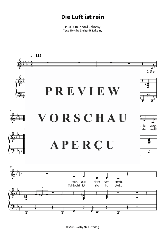 Produktgalerie: Seite 5 von 6 Die Luft ist rein, , Gesang und Klavier
