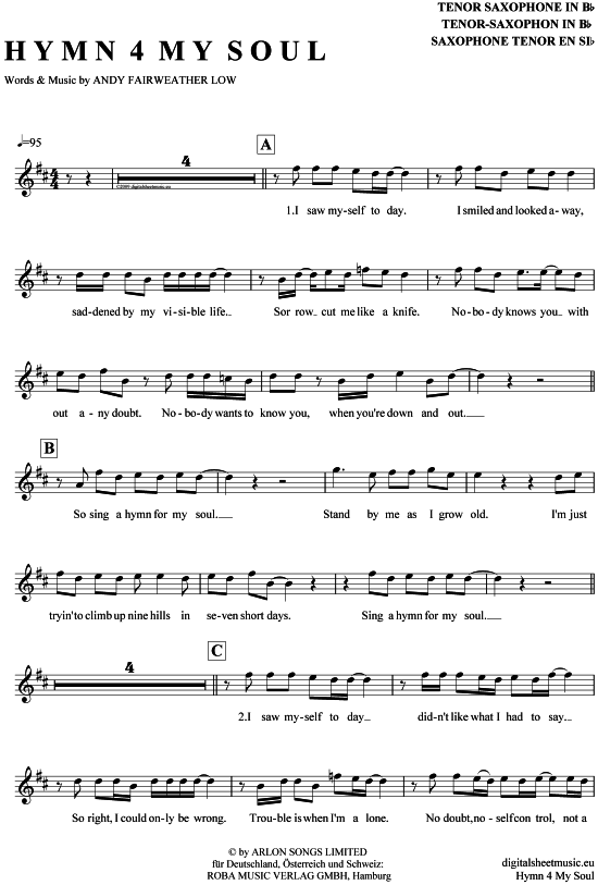 Product gallery: Page 1 of 4 Hymn 4 my soul , Cocker, Joe, Tenor Saxophone