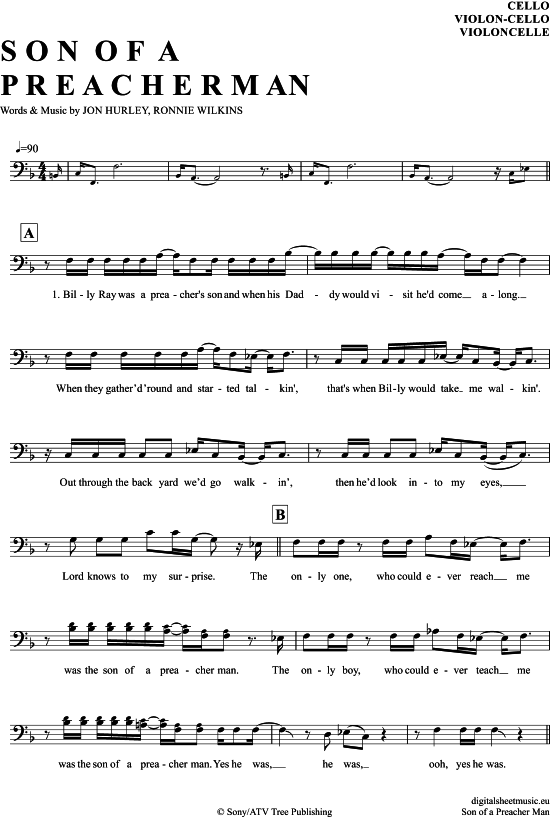 Produktgalerie: Seite 1 von 4 Son Of A Preacher Man  , Springfield, Dusty, (Violon-Cello)