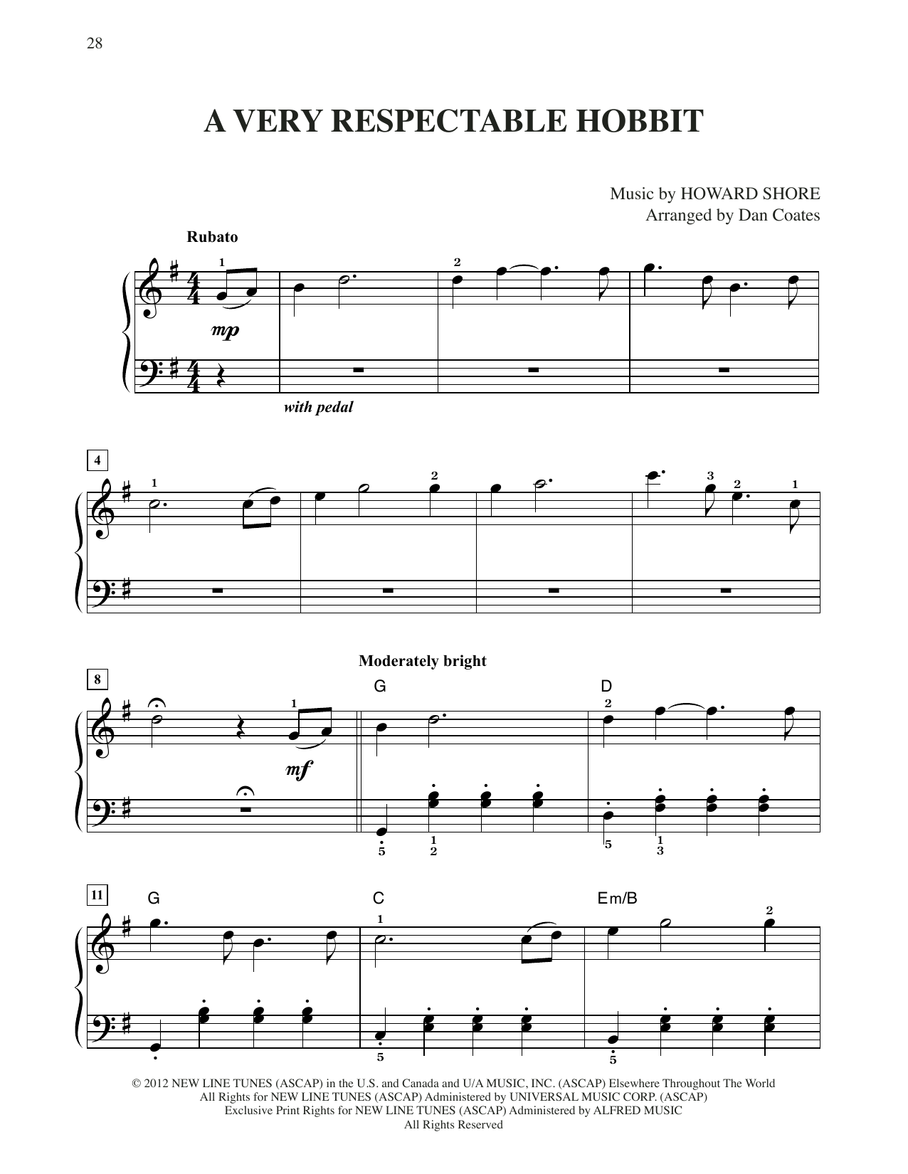 Produktbild zu: A Very Respectable Hobbit (from The Hobbit: An Unexpected Journey) (arr. Dan Coates)