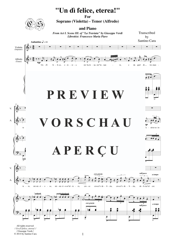 Produktgalerie: Seite 2 von 8 La Traviata - _(Act 1) Un dì felice, eterea, , Sopran, Tenor und Klavier