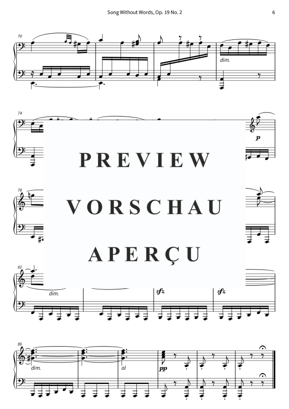 Product gallery: Page 8 of 8 Song Without Words, Op. 19 No. 2, , Solo Piano
