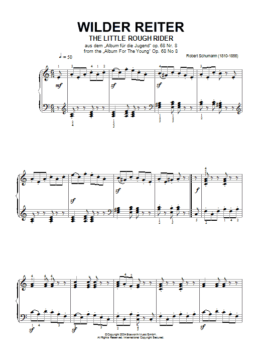 Product gallery: Page 1 of 1 The Little Rough Rider (From Album For The Young), Robert Schumann