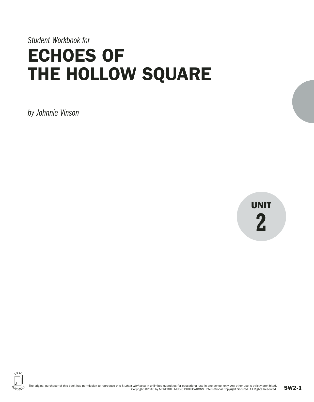 Produktgalerie: Seite 1 von 1 Guides to Band Masterworks, Vol. 6 - Student Workbook - Echoes of The Hollow Square, Johnnie Vinson