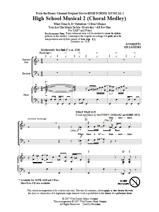Produktbild zu: High School Musical 2 (Choral Medley)
