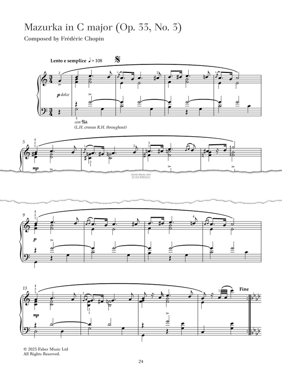 Product picture to: Mazurka in C Major (Op. 33 No. 3)