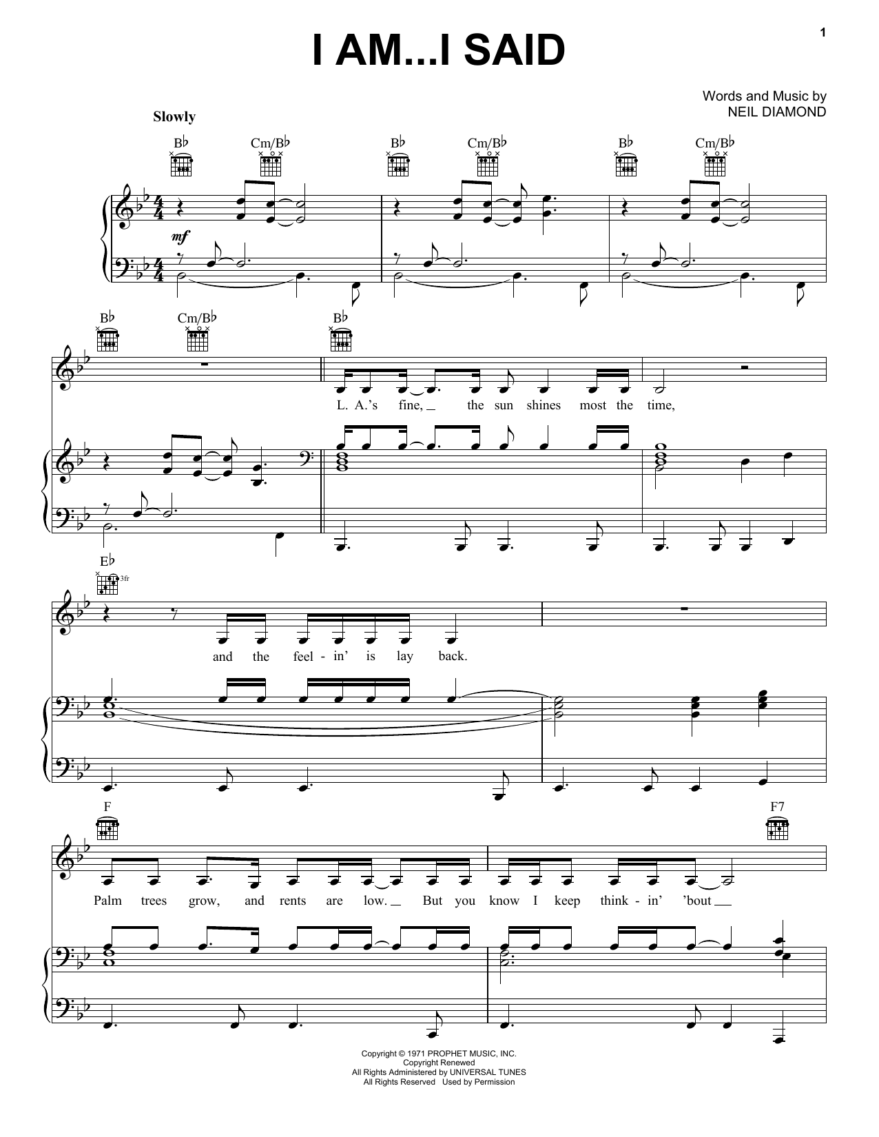 Produktgalerie: Seite 1 von 1 I Am...I Said, Neil Diamond, Gesang, Gitarre, Klavier