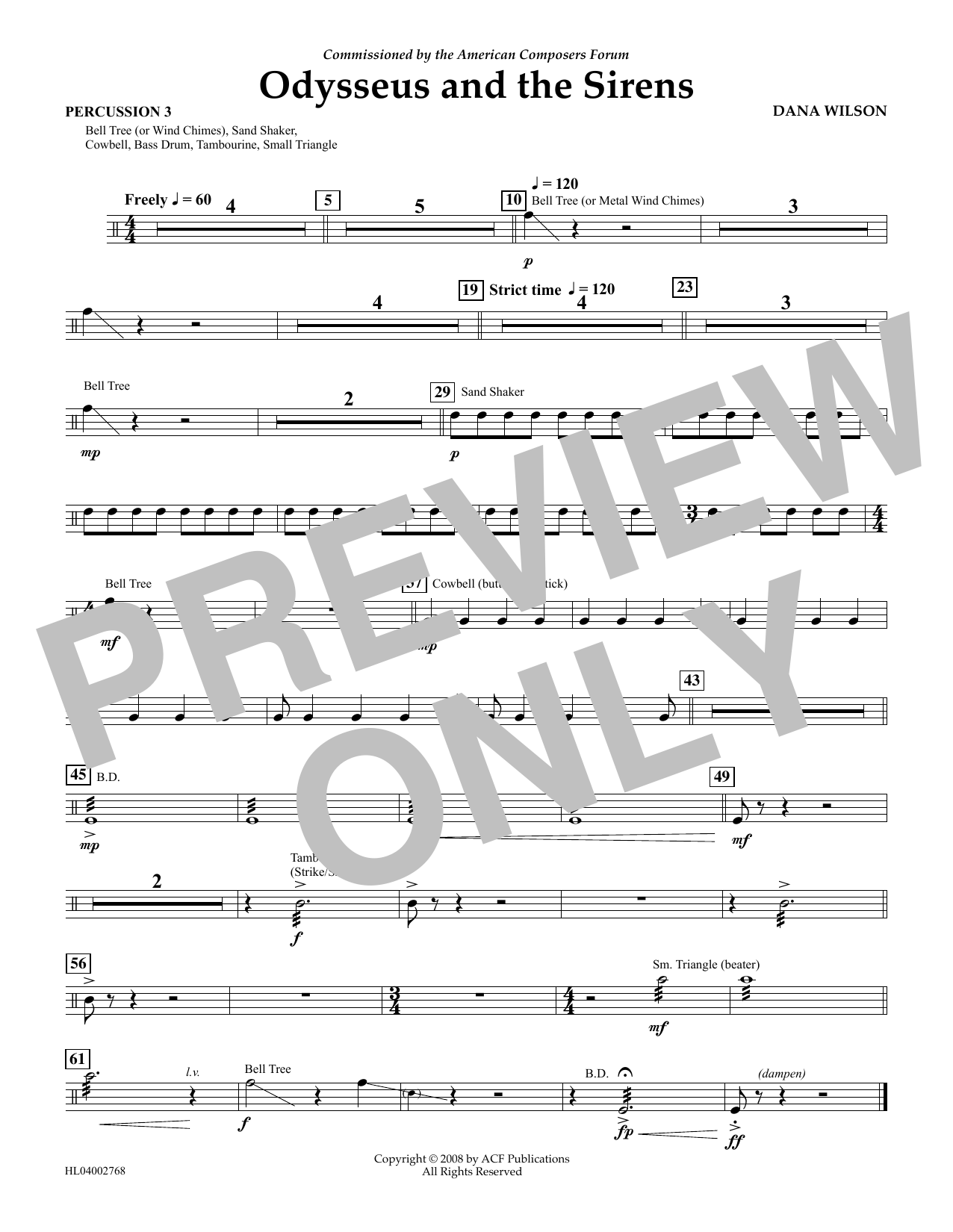 Product gallery: Page 1 of 1 Odysseus and the Sirens - Percussion 3, Dana Wilson