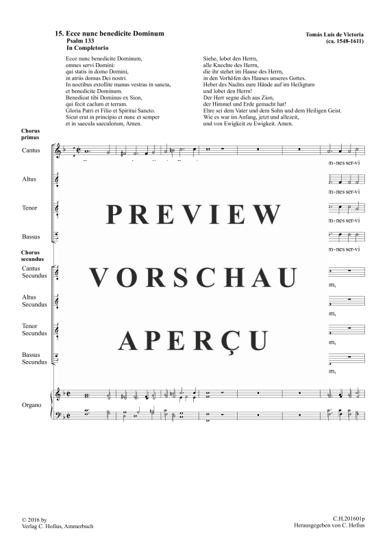 gallery: Ecce nunc benedicite Dominum (Psalm 133), , Gemischter Chor 8-stimmig und BC