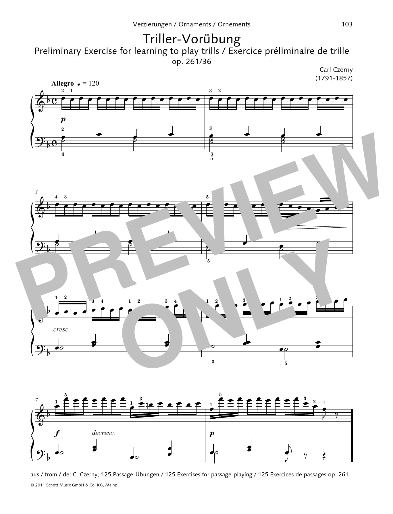 Product gallery: Page 1 of 1 Preliminary Exercise for learning to play trills, Carl Czerny