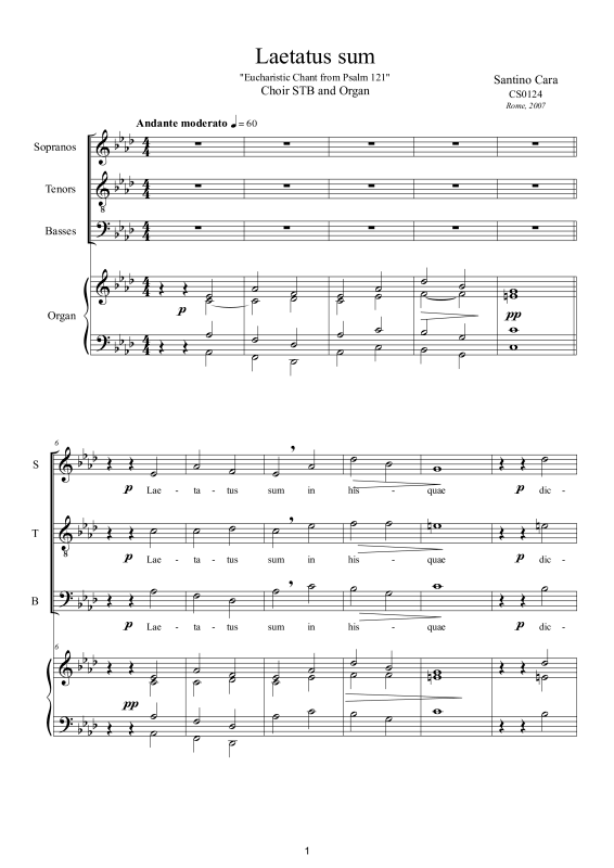 Produktbild zu: Laetatus sum - Eucharistic Chant (Psalm 121)Santino Cara