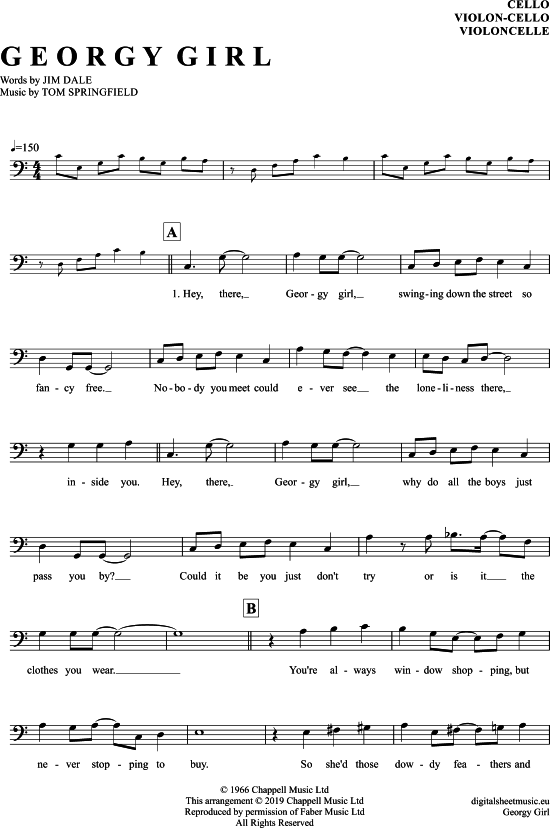 Produktgalerie: Seite 1 von 4 Georgy Girl , Seekers, The, (Violon-Cello)