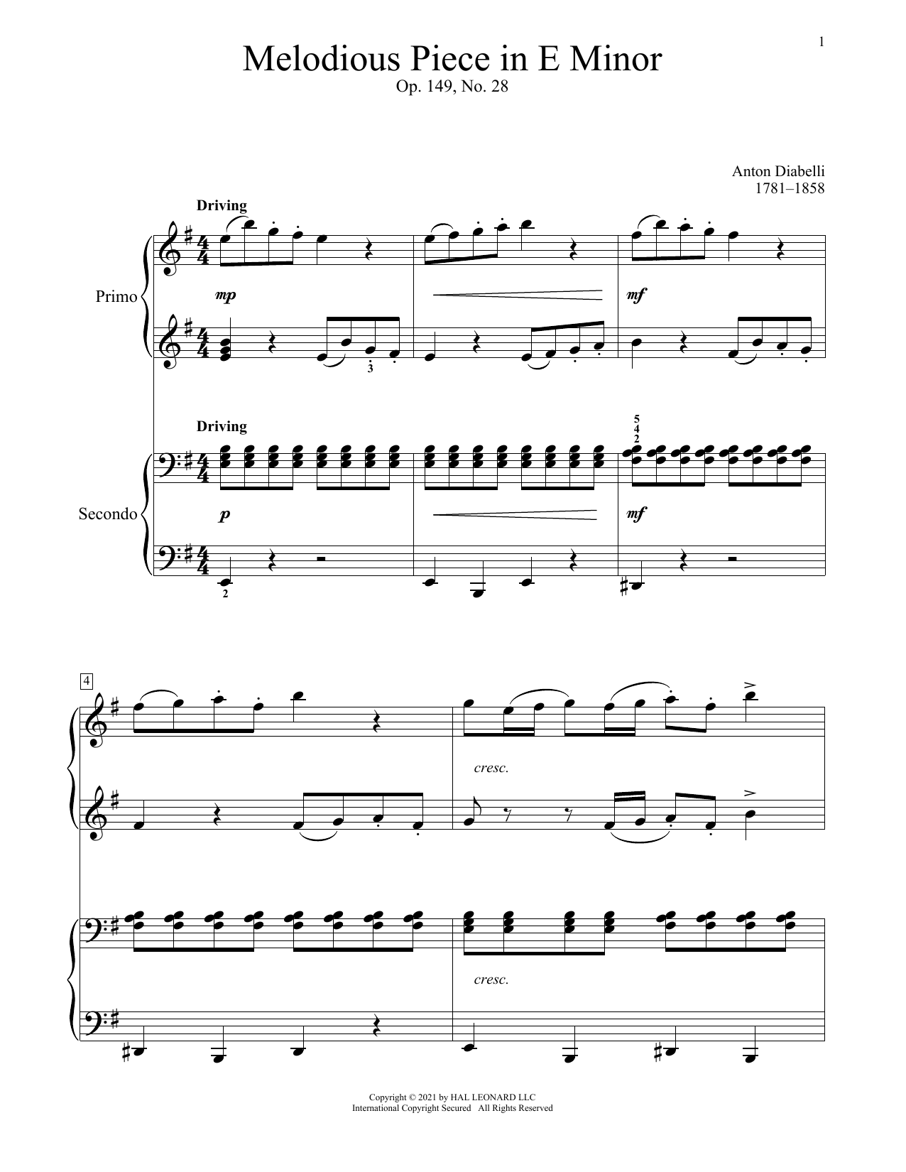 Produktbild zu: Melodious Piece In E Minor, Op. 149, No. 28