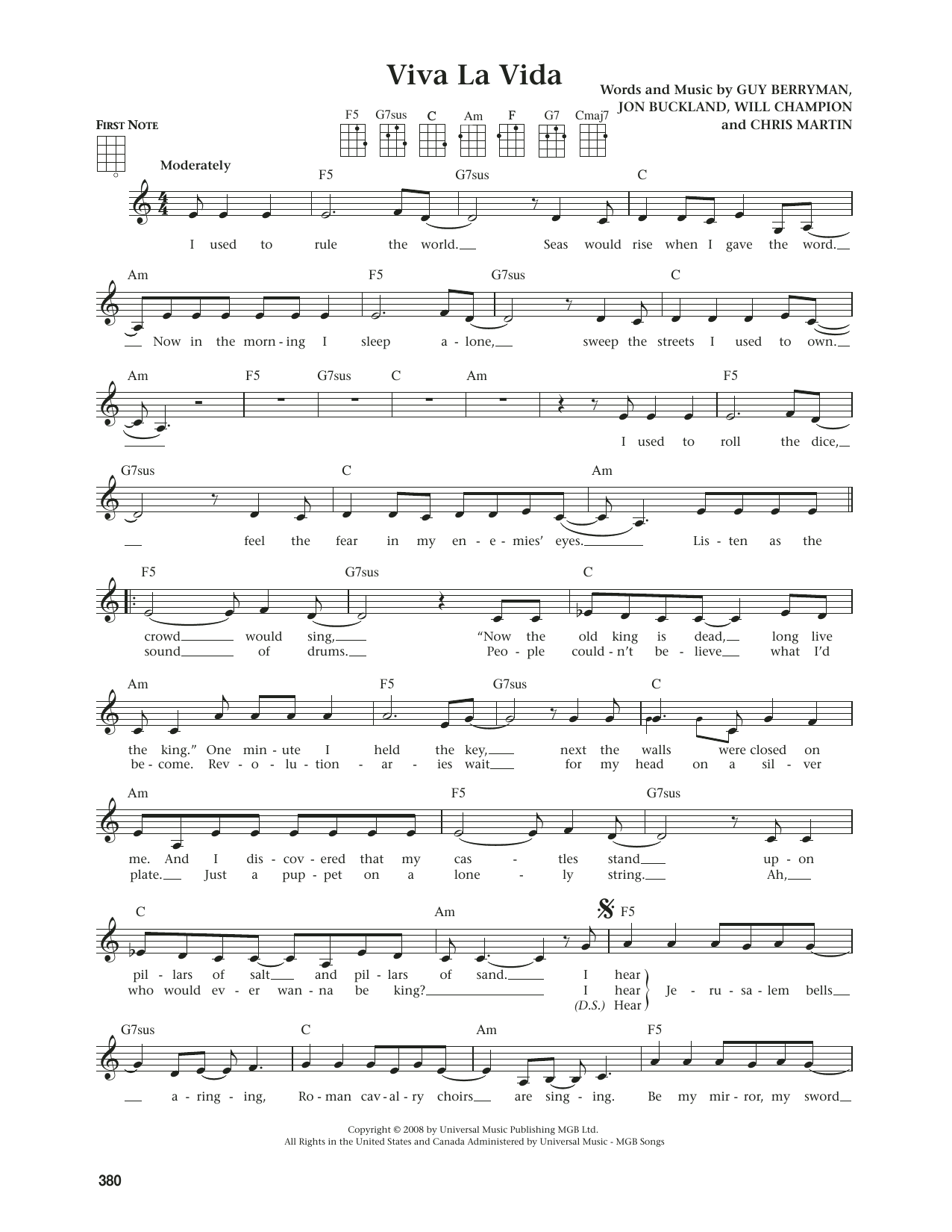 Produktgalerie: Seite 1 von 1 Viva La Vida (from The Daily Ukulele) (arr. Jim Beloff), Coldplay, Ukulele