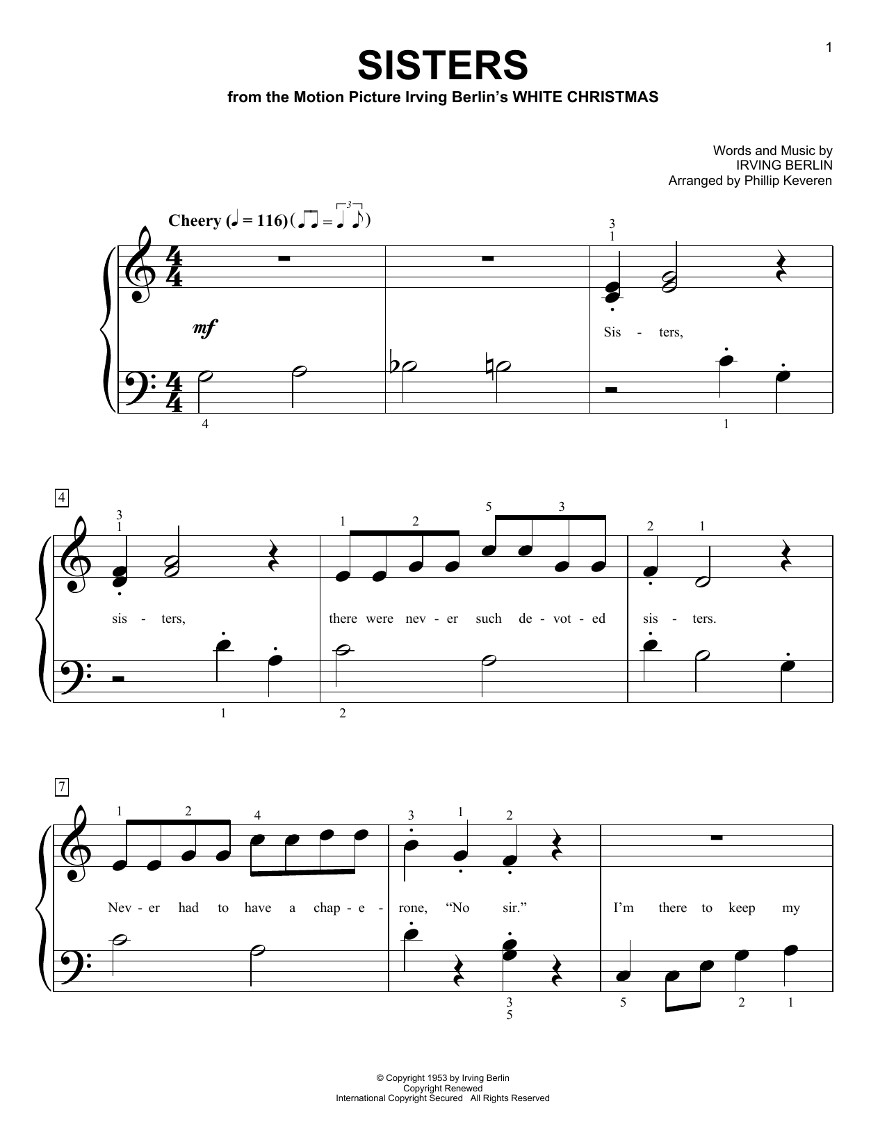 Produktbild zu: Sisters (from White Christmas) (arr. Phillip Keveren)