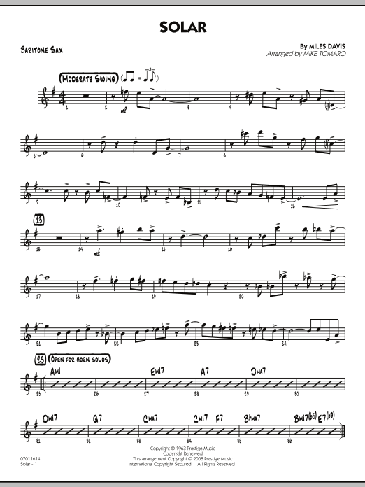 Produktgalerie: Seite 1 von 1 Solar - Baritone Sax, Mike Tomaro
