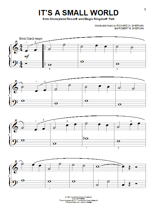 Produktgalerie: Seite 1 von 1 It's A Small World, Sherman Brothers, Klavier