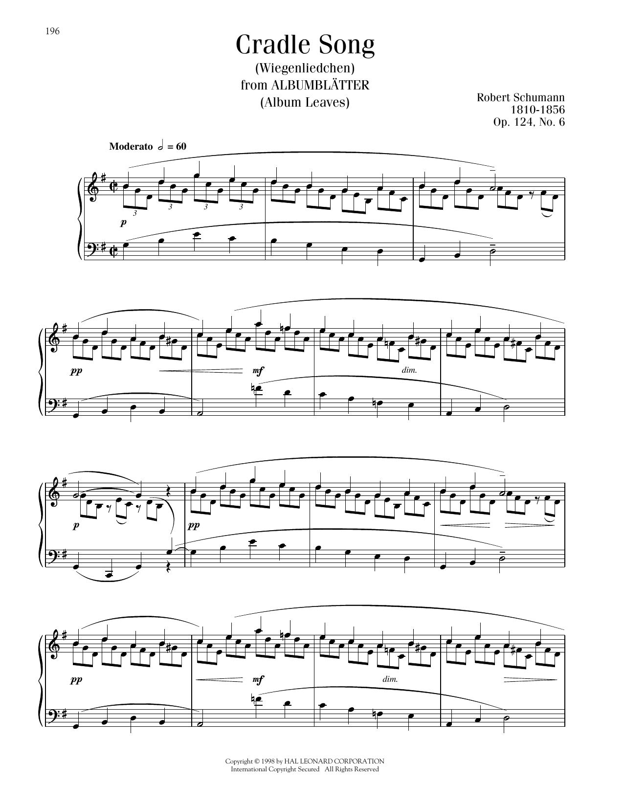 Product picture to: Little Lullaby, Op. 124, No. 6