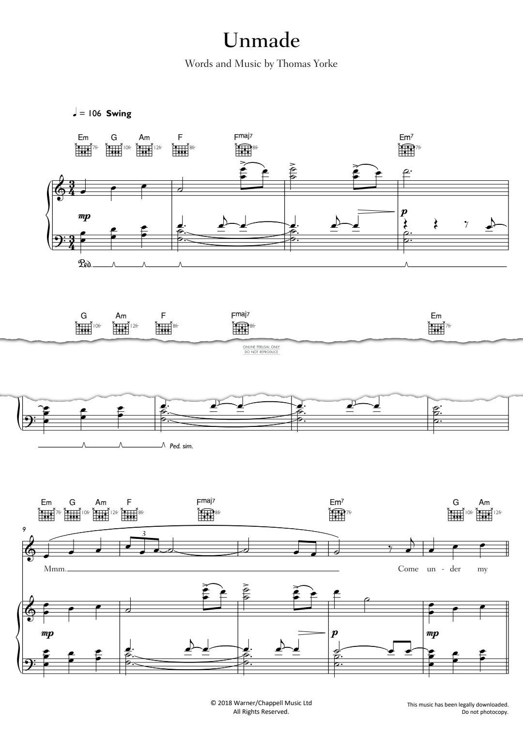 Produktgalerie: Seite 1 von 1 Unmade, Thomas Yorke, Gesang, Gitarre, Klavier