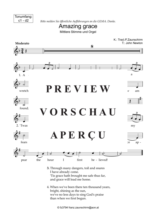 Product gallery: Page 5 of 7 Amazing Grace , , Medium Voice and Organ