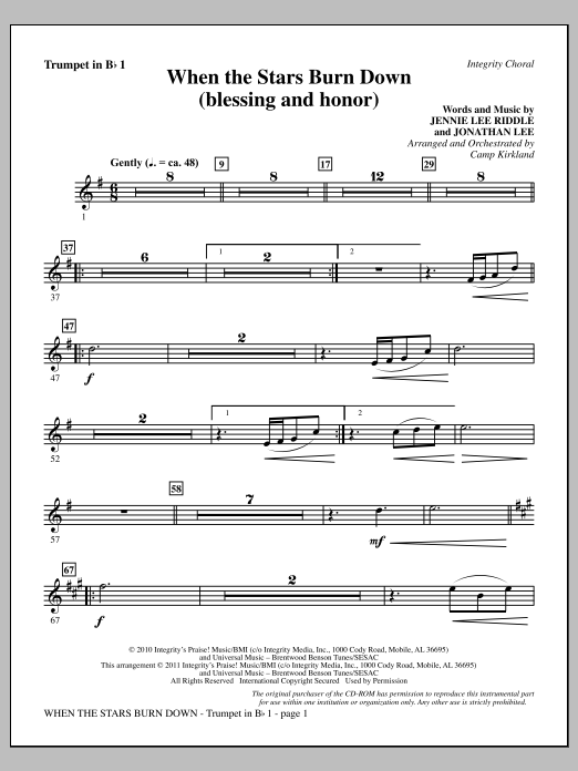 Produktgalerie: Seite 1 von 1 When The Stars Burn Down (Blessing And Honor) - Trumpet 1, Camp Kirkland, Chor