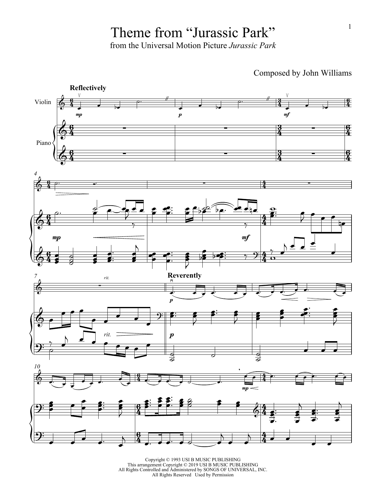 Product gallery: Page 1 of 1 Theme From "Jurassic Park", John Williams