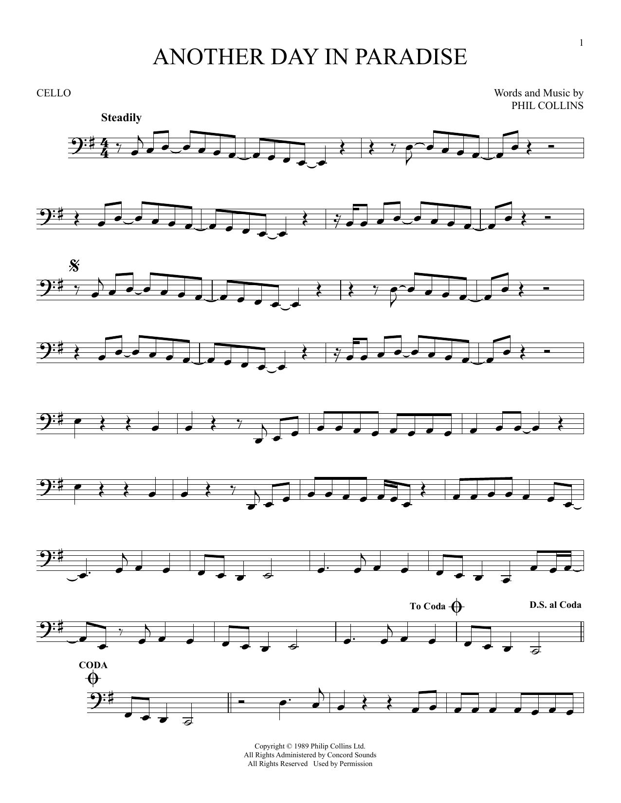 Produktgalerie: Seite 1 von 1 Another Day In Paradise, Phil Collins, Violoncello