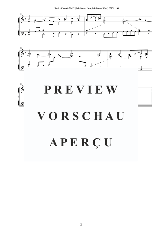 Product gallery: Page 3 of 3 Choral No.17 in G-Moll (Erhalt uns, Herr, bei deinem Wort) BWV 1103, , Solo Piano