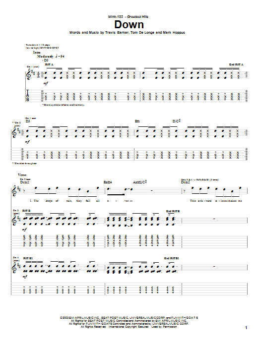 Produktgalerie: Seite 1 von 1 Down, Blink-182, Gitarre
