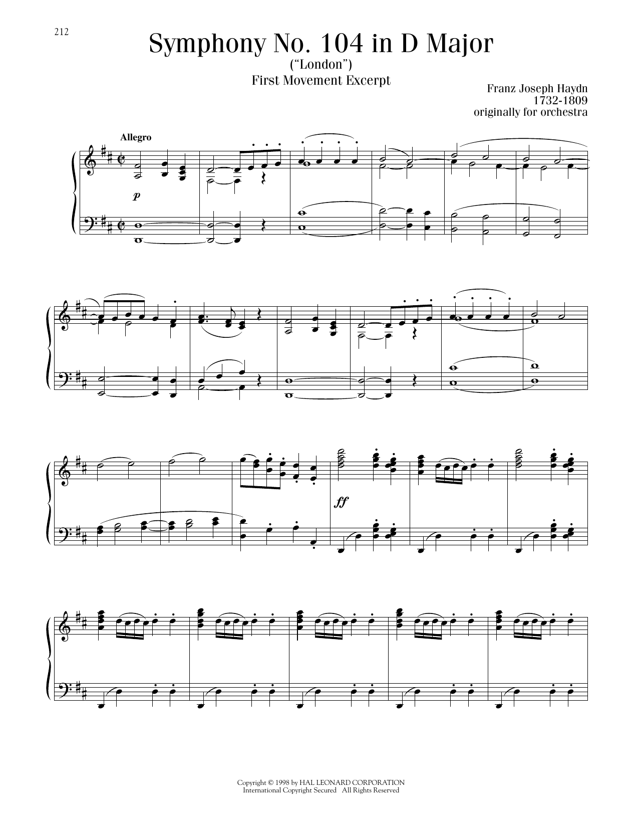 Product picture to: Symphony No. 104 in D Major ("London"), First Movement Excerpt