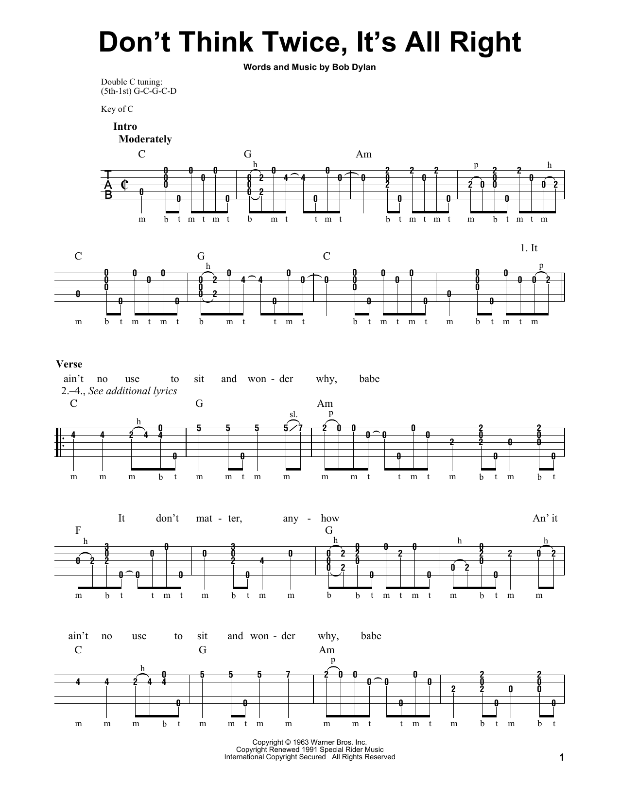 Produktgalerie: Seite 1 von 1 Don't Think Twice, It's All Right, Bob Dylan, Banjo