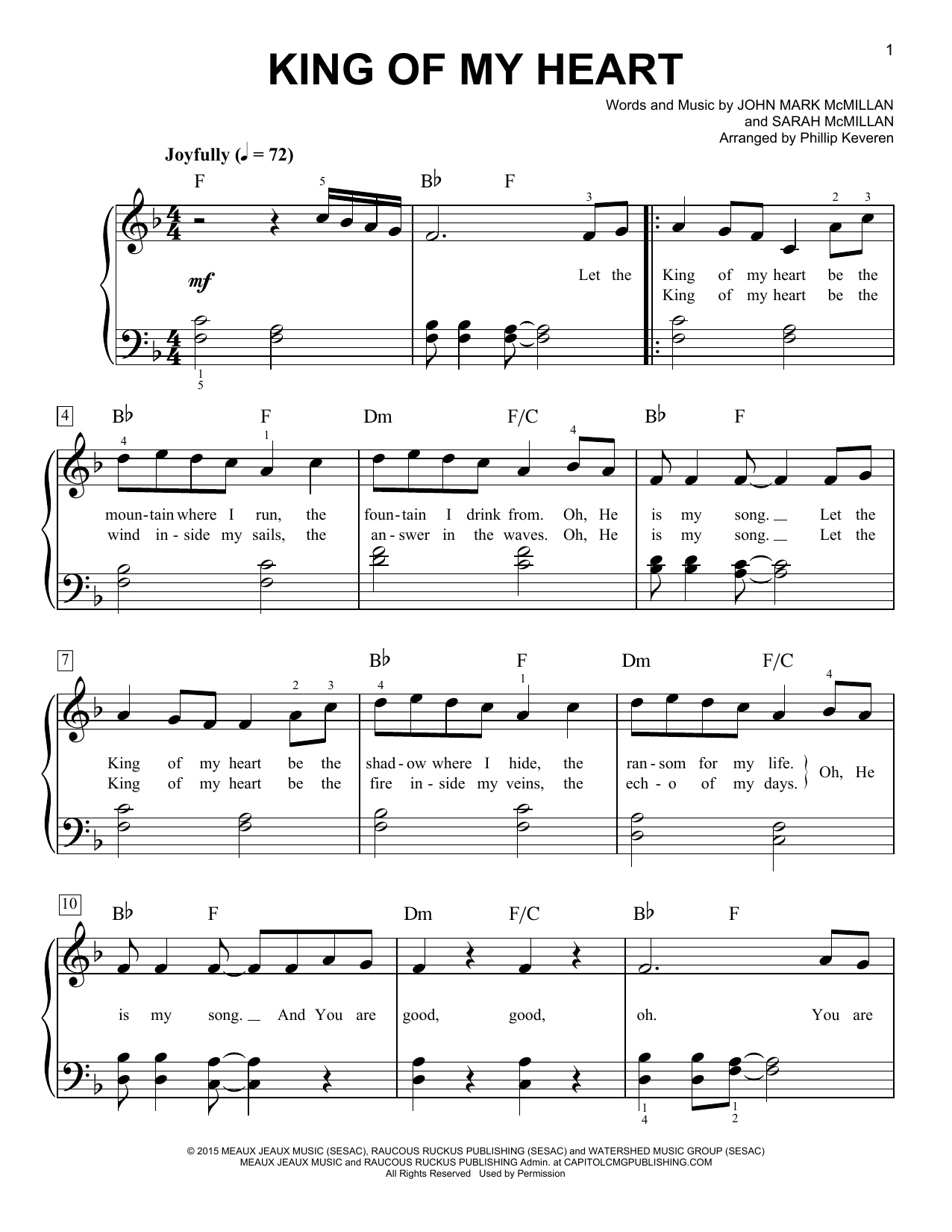 Produktgalerie: Seite 1 von 1 King Of My Heart (arr. Phillip Keveren), John Mark & Sarah McMillan, Klavier