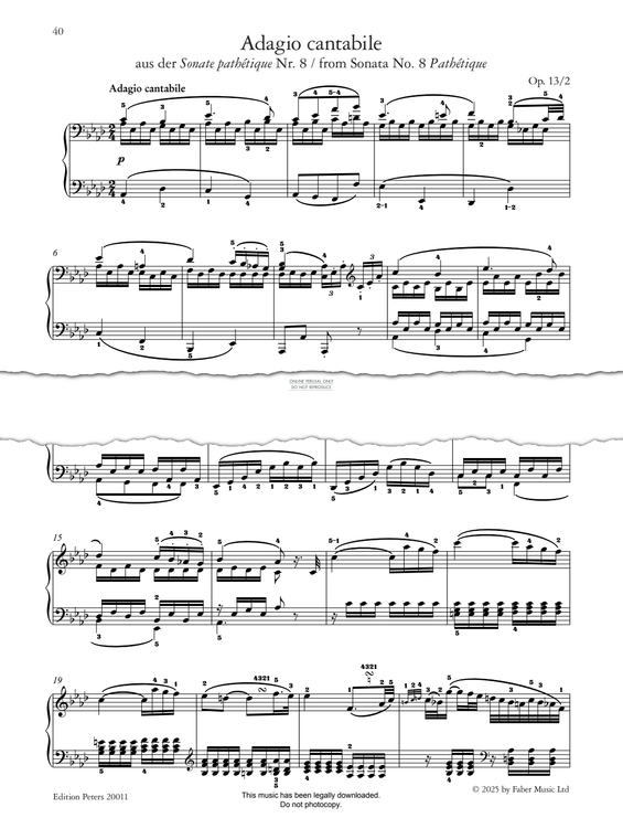 Produktgalerie: Seite 1 von 1 Adagio cantabile (2nd movt from Piano Sonata No. 8 in C minor, Op. 13), Ludwig van Beethoven, Klavier