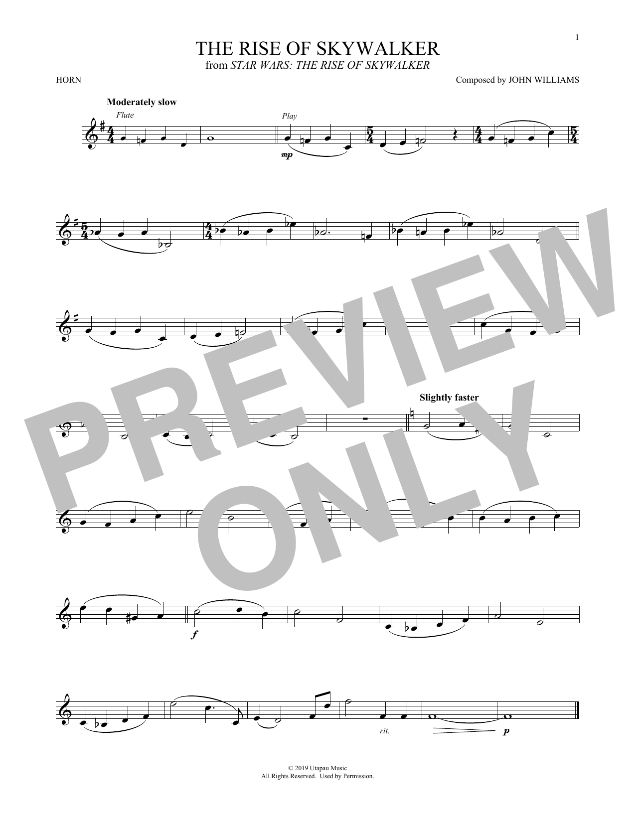 Produktgalerie: Seite 1 von 1 The Rise Of Skywalker (from Star Wars: The Rise Of Skywalker), John Williams, Horn